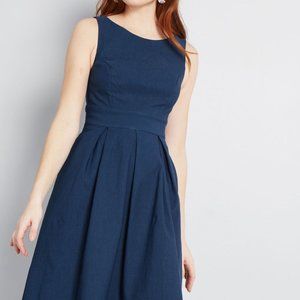 NWT XL ModCloth fit and flare blue dress